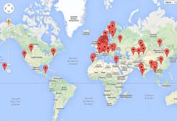 Karte aller Aufnahmestandorte